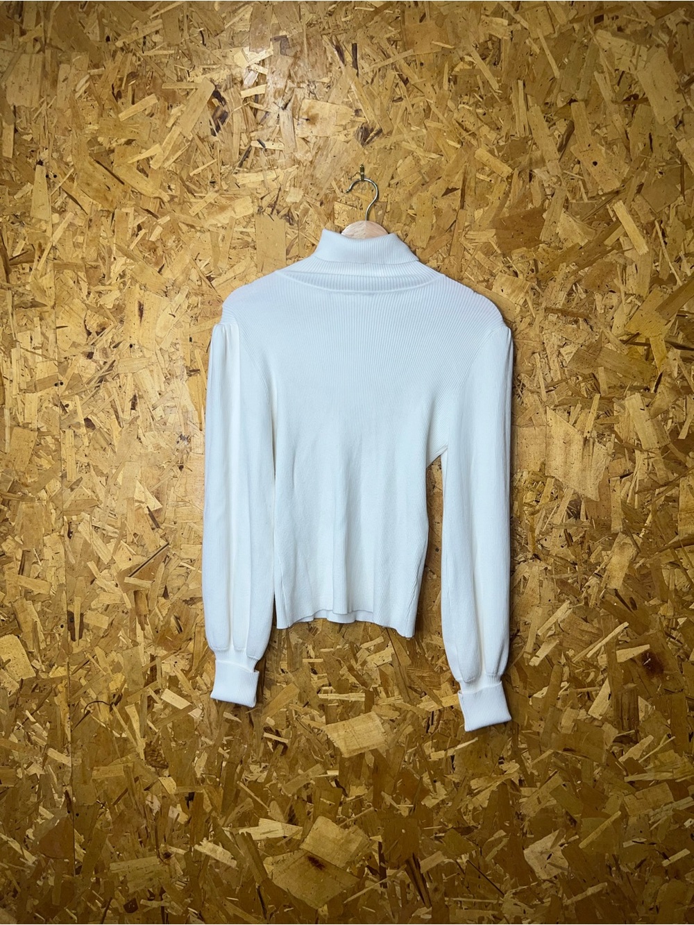 Classic White Ribbed Turtleneck Sweater